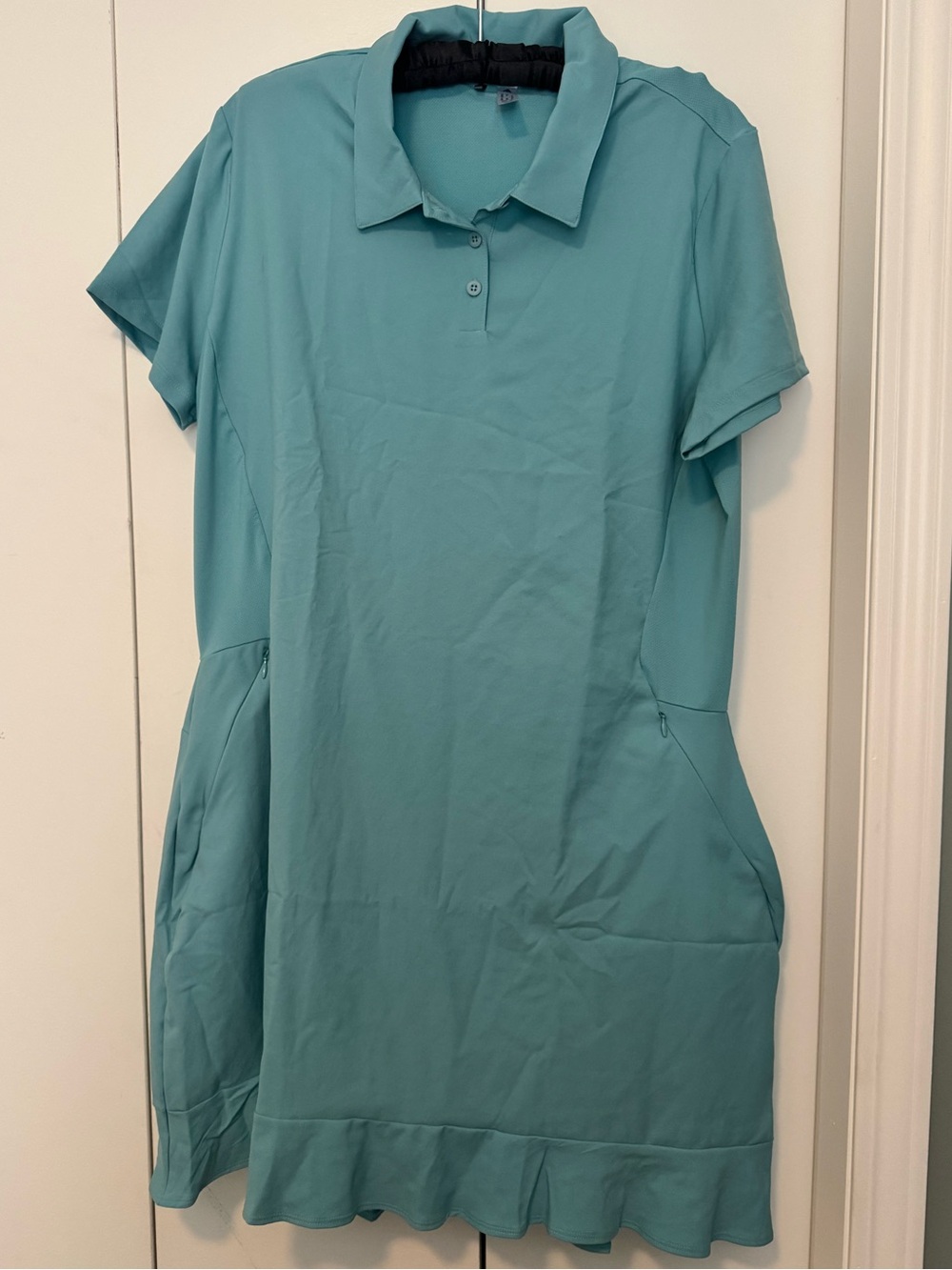 Adidas Ultimate 365 solid golf dress and skort set. Dusty teal blue/green color